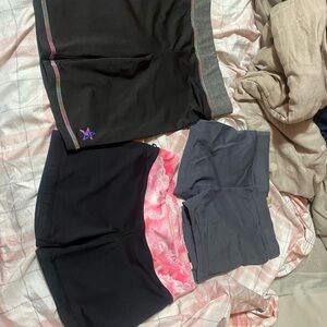 Girls spandex shorts - Black, Gray, Pink Tie-Dye Accents- set of 3 pair